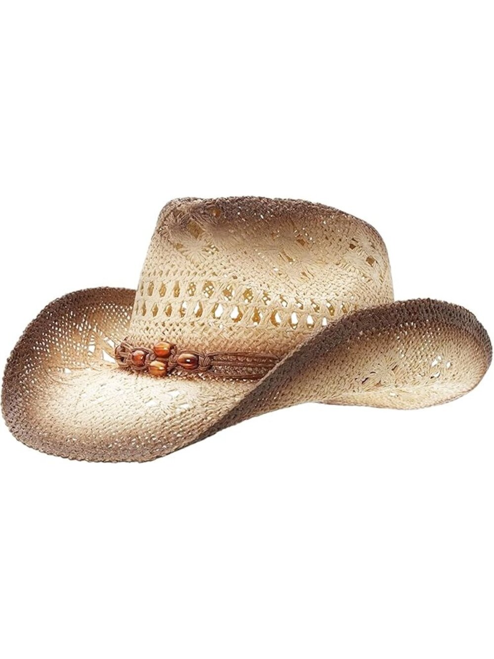Unisex Beige Band Straw Outback Sun Elastic Cowboy Western Cowgirl Hat